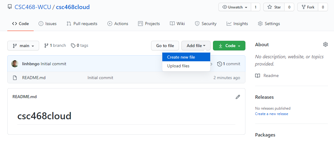 Button to create new file in repository