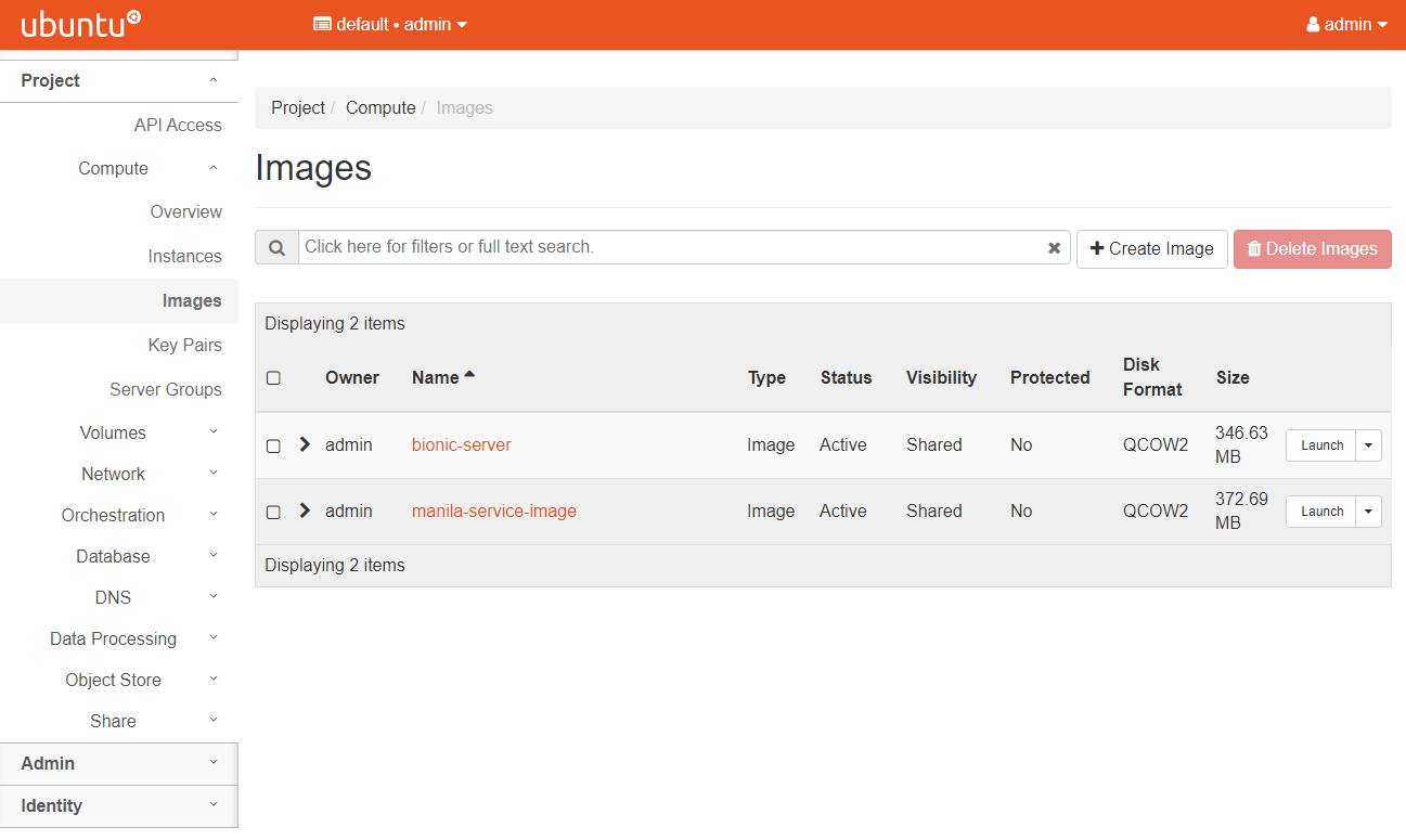 List of compute images