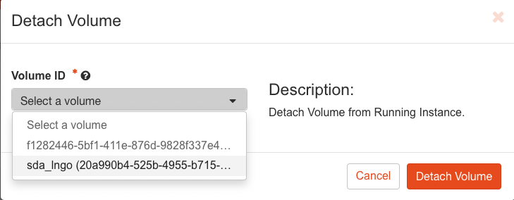 Detaching for volumes