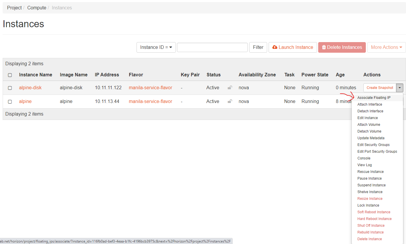 Associating floating IPs