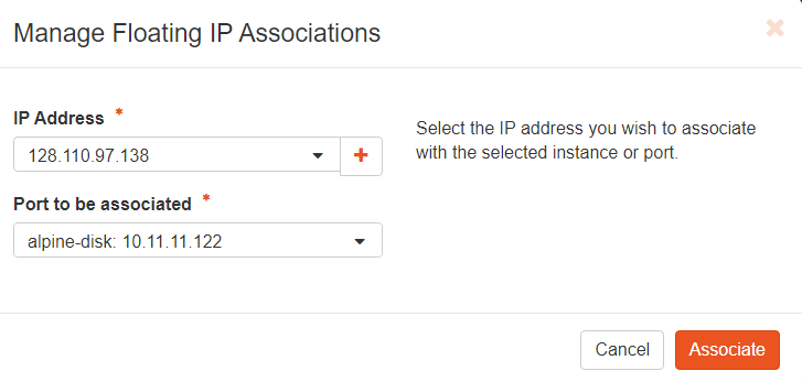 Associating IP to instance