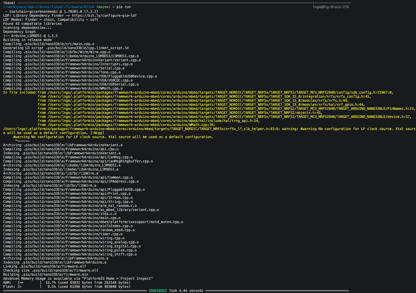 Run results of the Blink project build on a Mac