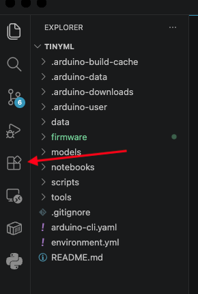 Red arrow pointing to the extension side icon